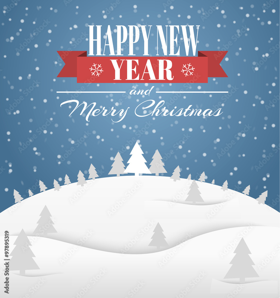 Poster Merry Christmas and Happy New Year