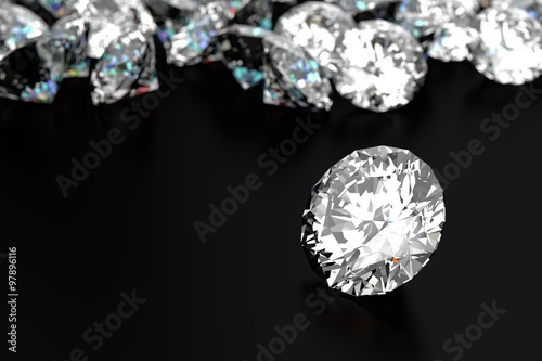 Luxury diamonds on black backgrounds