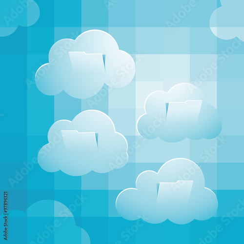 Fotografie Sky computing concept, with pixelate sky, clouds folder sructure
