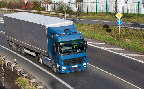 truck on the road.  truck on highway photo