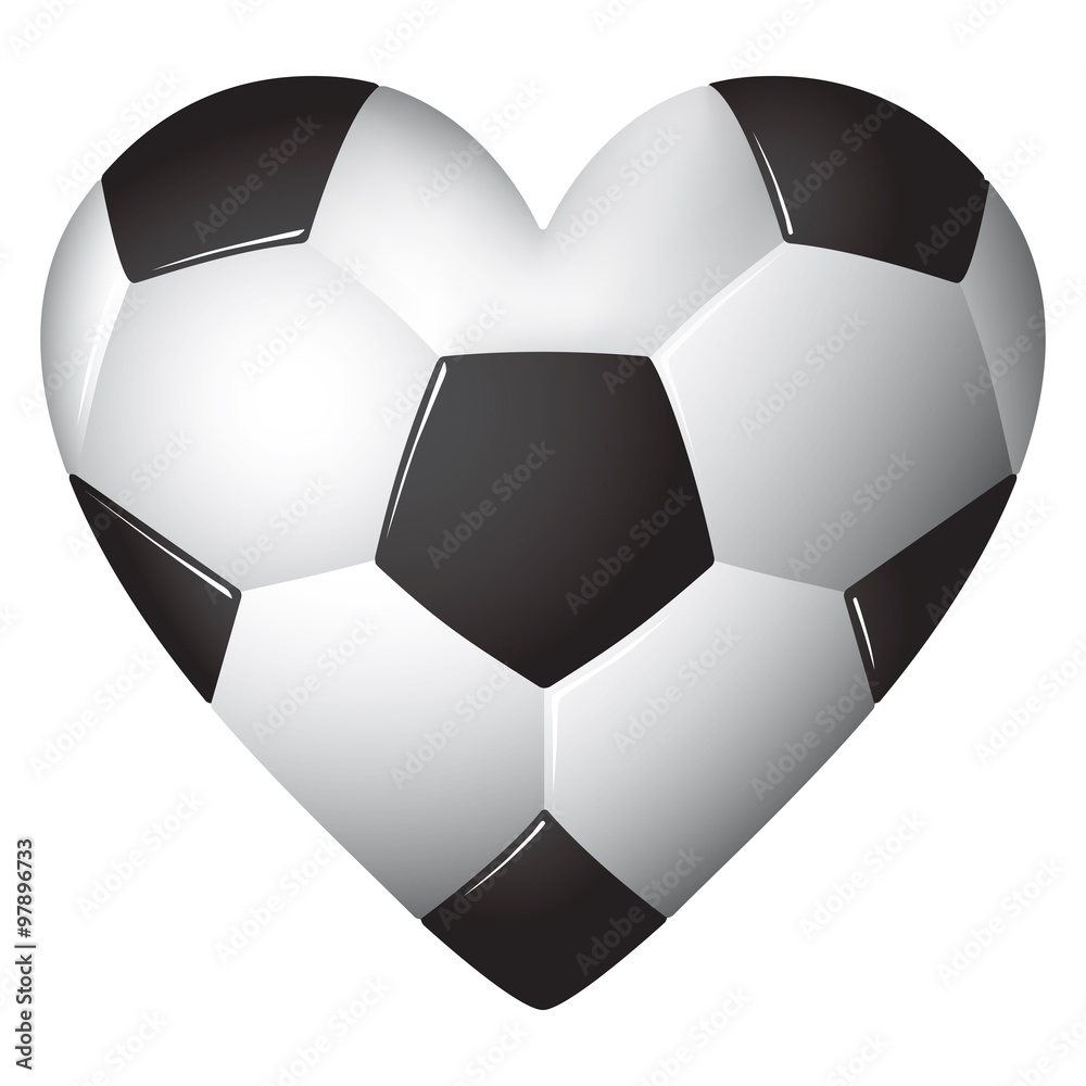 Heart shaped football soccer ball illustration. Stock Illustration