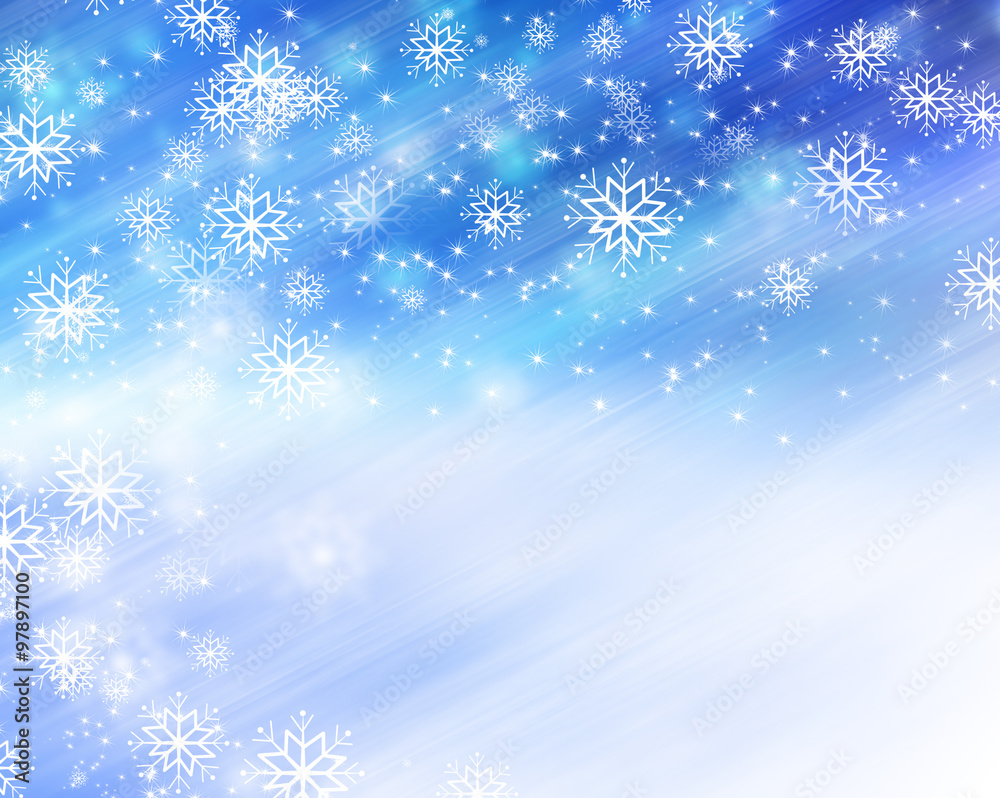 snowflakes and stars descending on background snowflakes and stars descending on background
