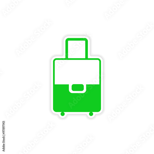 icon sticker realistic design on paper valise