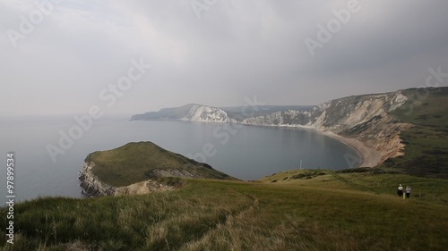Worbarrow Bay east of Lulworth Cove and near Tyneham Dorset coast England uk pan