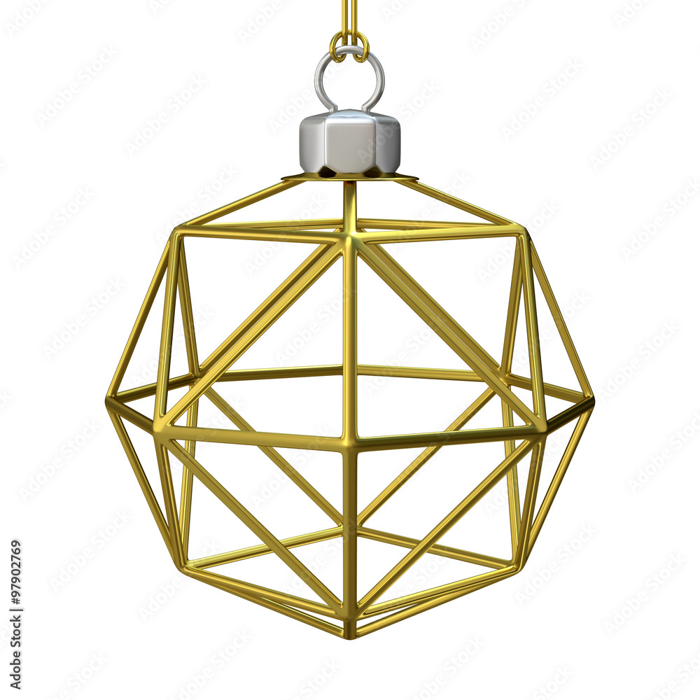 Gold Christmas wire ball. 3D render illustration isolated on white background Gold Christmas wire ball. 3D render illustration isolated on white background