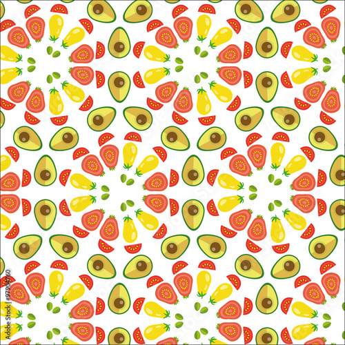 Fototapeta Naklejka Na Ścianę i Meble -  vector vegetables seamless pattern  in flat style with pattern w