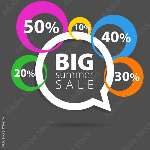 speech bubble pointer vector with sale circle
