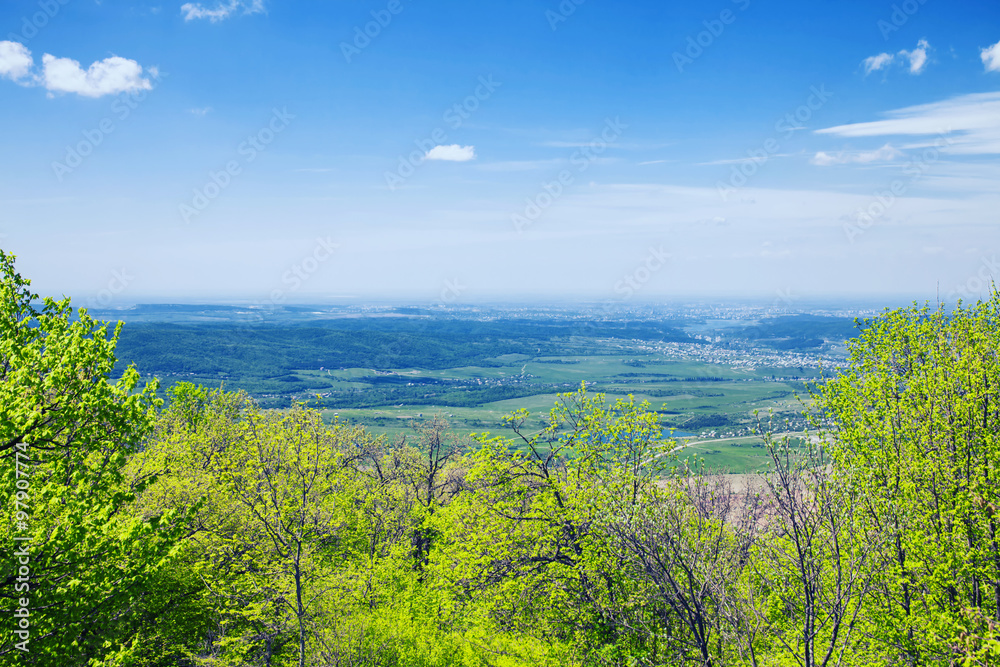 Landscape with beautiful valley and blue sky