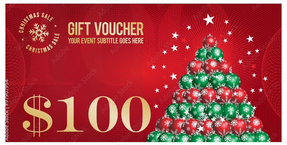 Christmas Sale Gift Voucher Vector Christmas Sale Gift Voucher Vector
