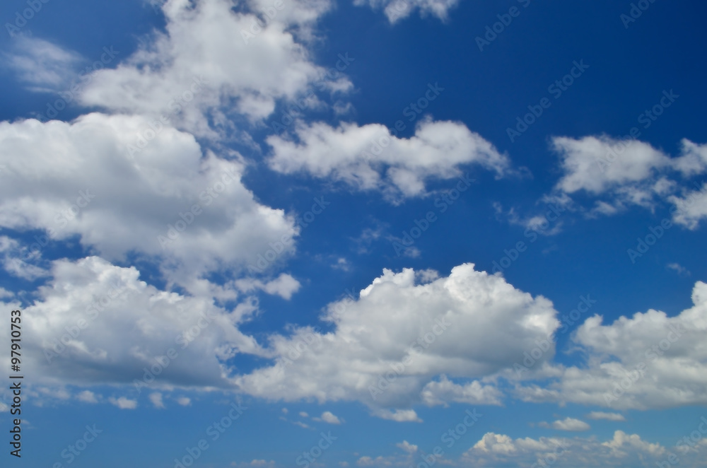 White clouds and blue sky with sun light. White clouds and blue sky with sun light.