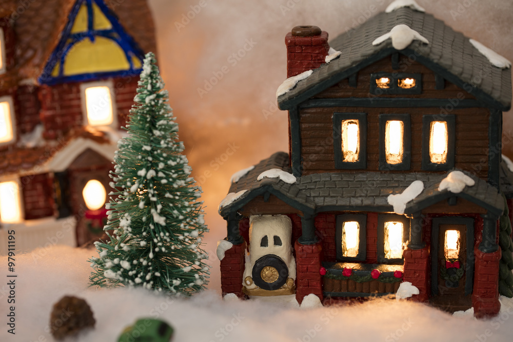 Miniature Christmas Village Scene Miniature Christmas Village Scene