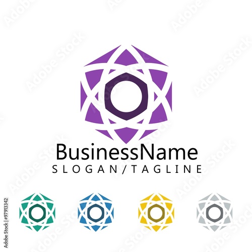 hexagonal logo icon Vector