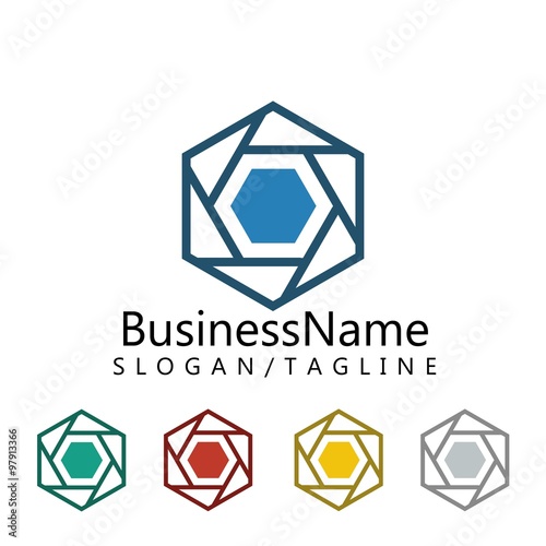 hexagonal logo icon Vector