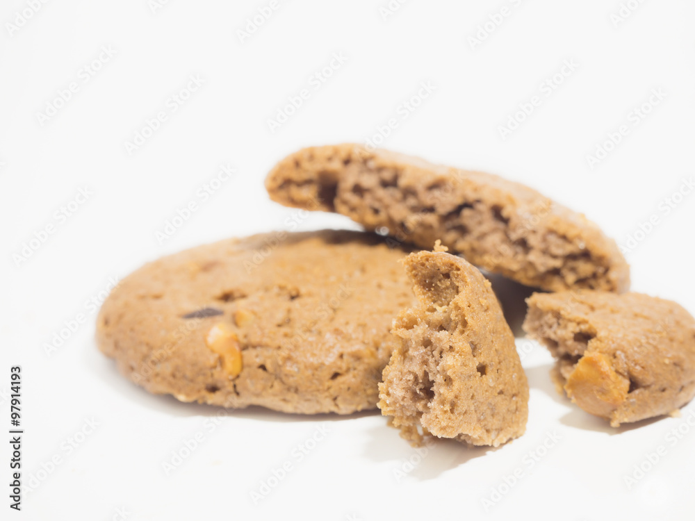 Chocolate chip cookie on white background Chocolate chip cookie on white background