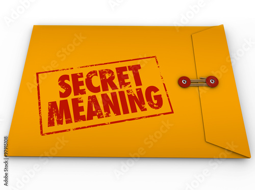 Secret Meaning Red Ink Words Yellow Envelope Mystery Message