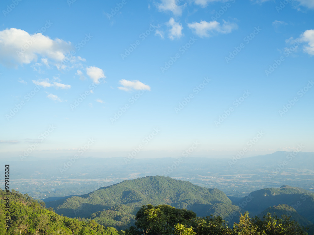 landscape mountain in sunny day