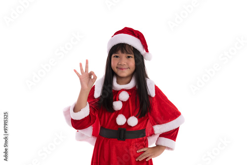 Asian girl in santa claus suite