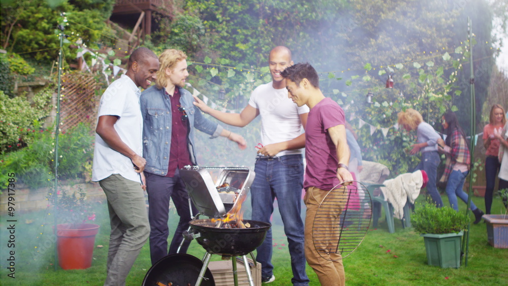  Happy group of friends having fun at outdoor bbq