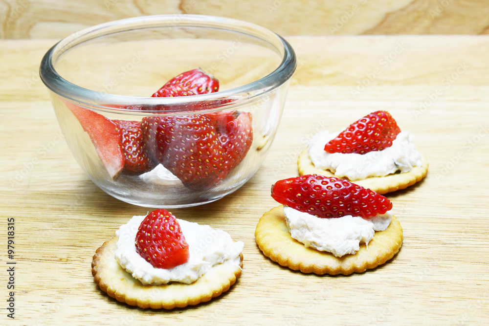 spread tuna and strawberry on biscuit spread tuna and strawberry on biscuit