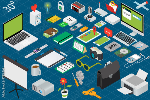 Isometric office workplace