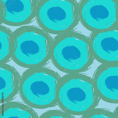 Round stroke seamless pattern. Grunge background. Donuts