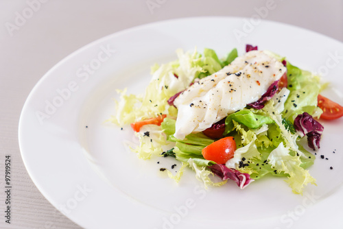 fish with salad