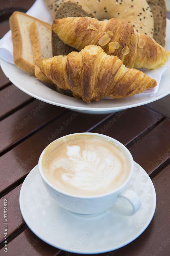 continental breakfast with bakery and coffee continental breakfast with bakery and coffee