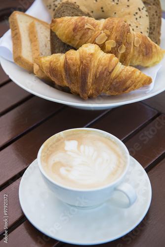 continental breakfast with bakery and coffee