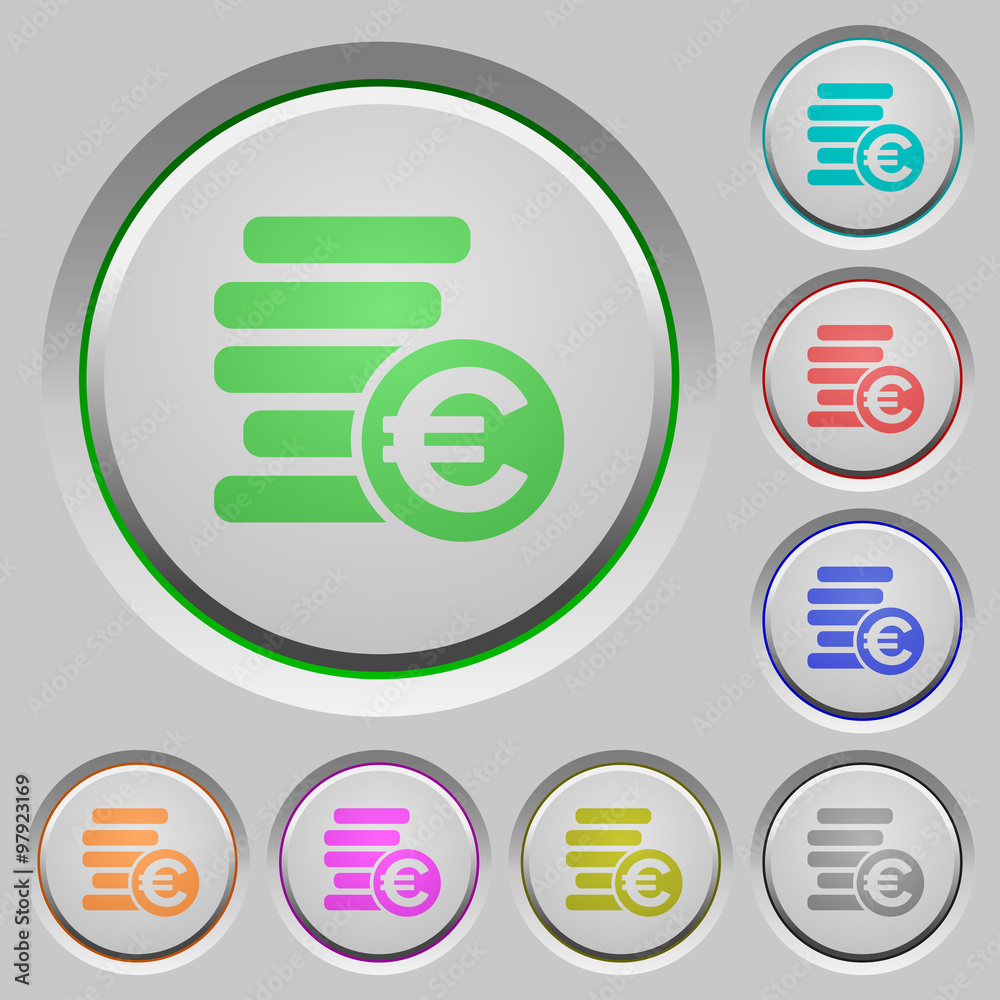 Euro coins push buttons Euro coins push buttons