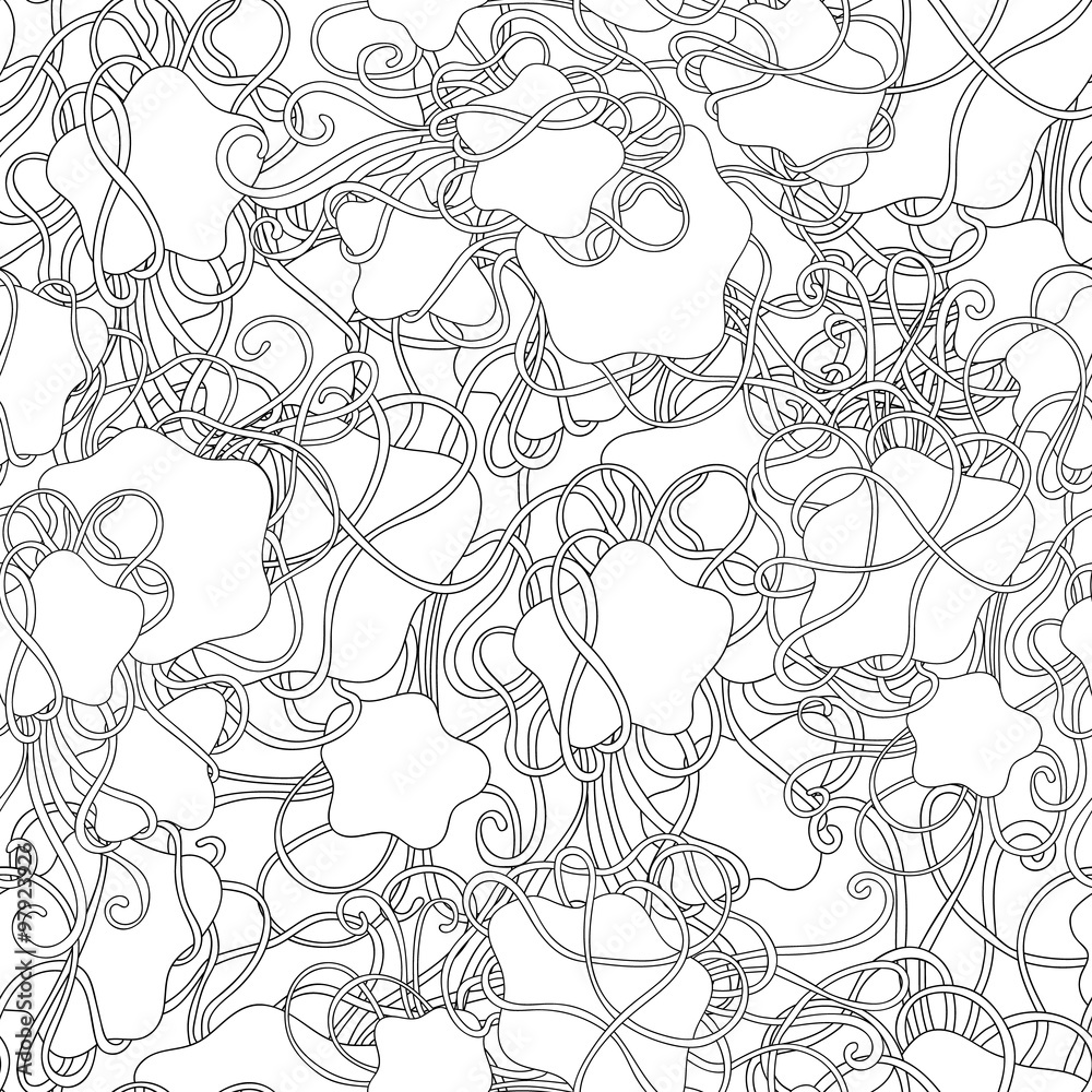 Obraz premium Doodle black and white abstract hand-drawn vector background. Wavy seamless pattern.