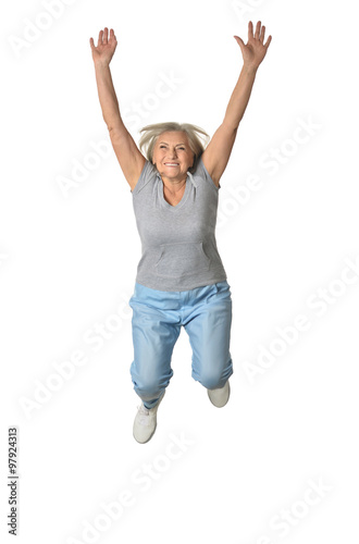 Senior woman jumping
