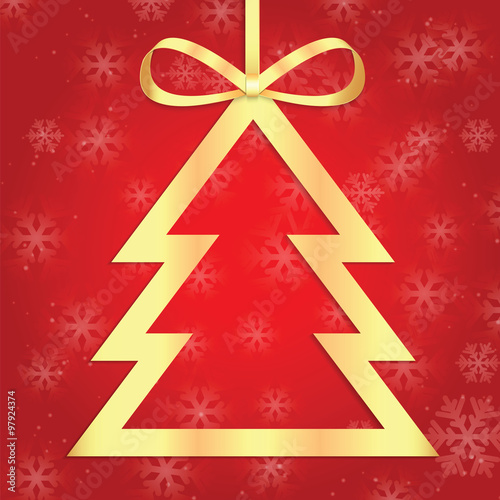 Christmas and New Year background with Christmas tree and snowfl
