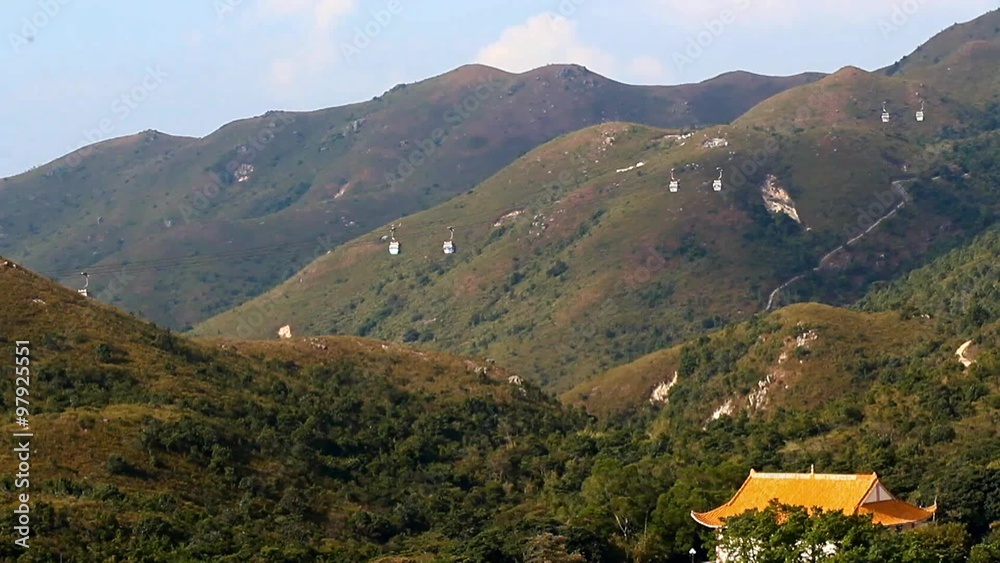 hill with a funicular railway on the island of Lantau hill with a funicular railway on the island of Lantau
