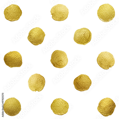 Gold glittering polka dot stains pattern