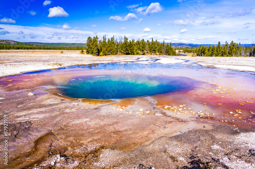 Interesting geology and beautiful colors in Yellowstone National Park, Wyoming, USA