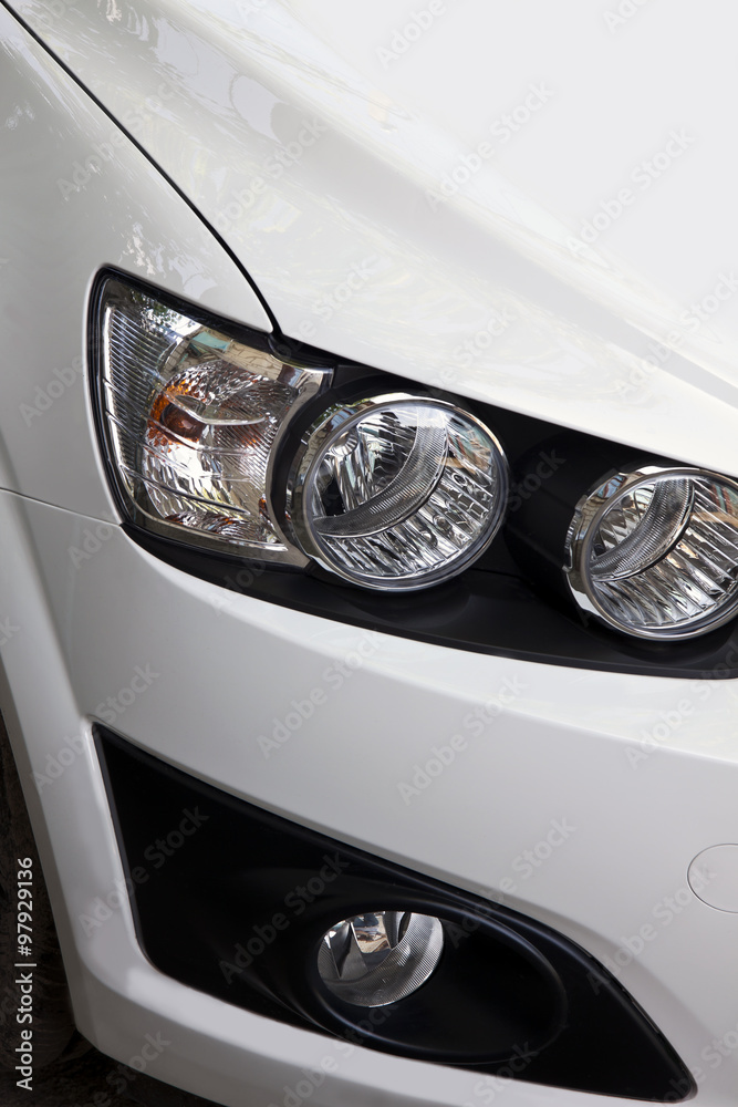 the right headlight of a car