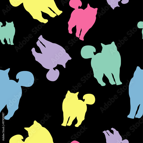 Seamless vector background with decorative cats