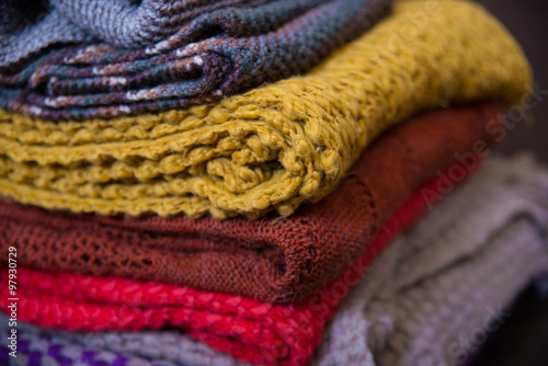 Handmade knitted things using knitting needles and crochet