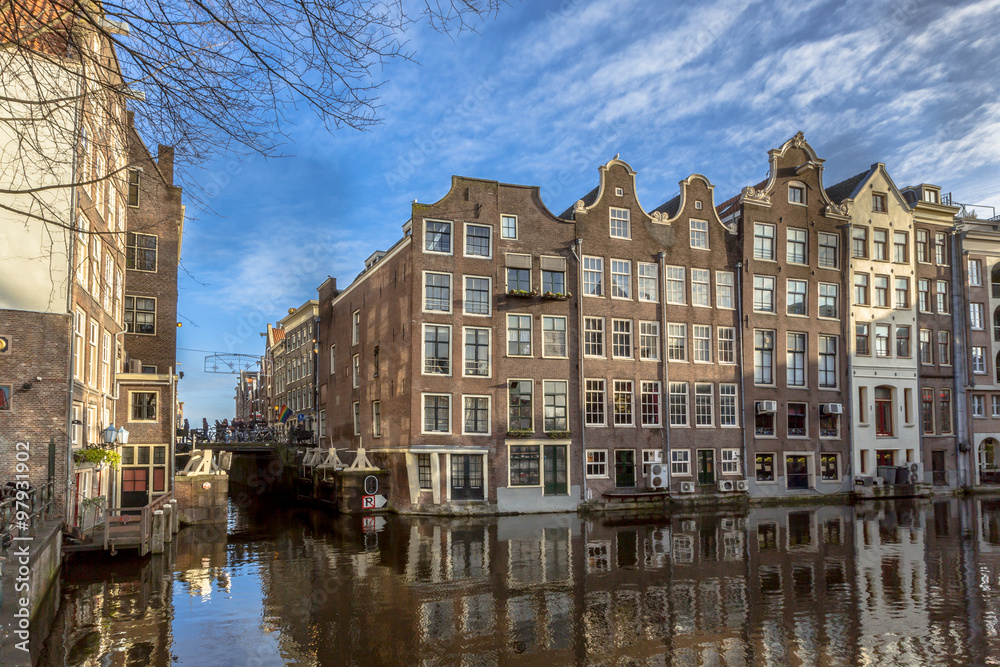 Waterfront canal houses Amsterdam