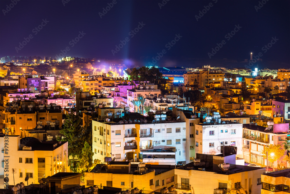 Fototapeta premium Night view of Paphos city - Cyprus