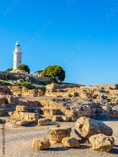 View of lighthouse and Paphos Archaeological Park - Cyprus