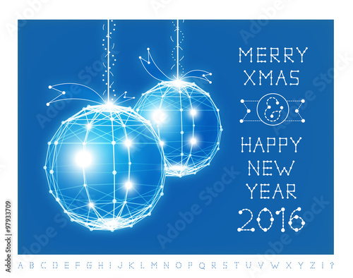 Christmas ball vector illustration and font