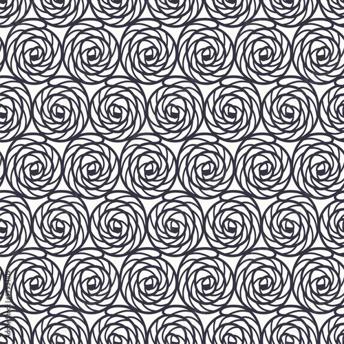 Vector seamless pattern with monochrome graphic floral helix. Vector illustration.