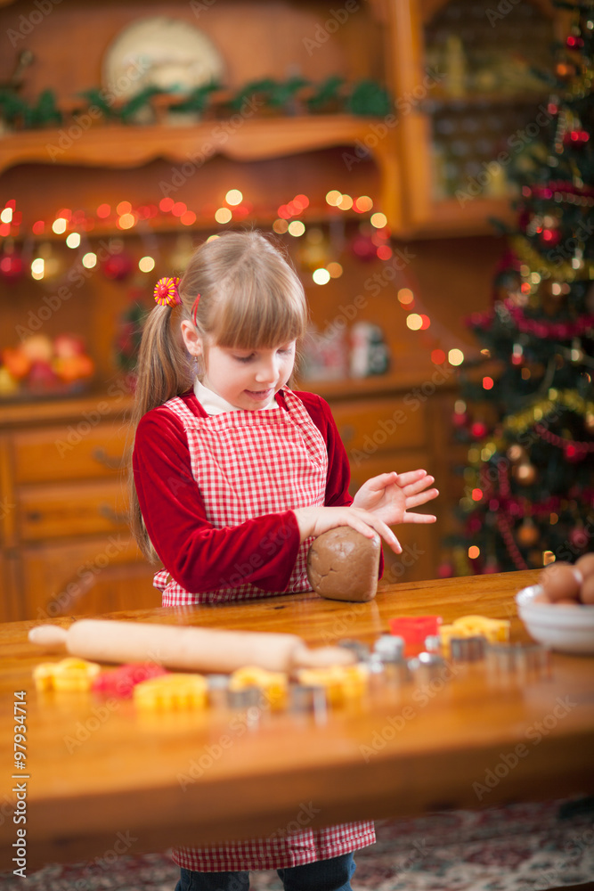 Little girl preparing Christmas cookies Little girl preparing Christmas cookies