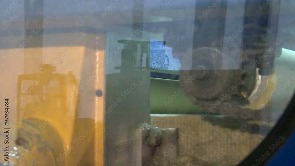 View through glass on mechanism of working machine