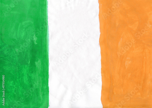 Flag of Ireland painted watercolor