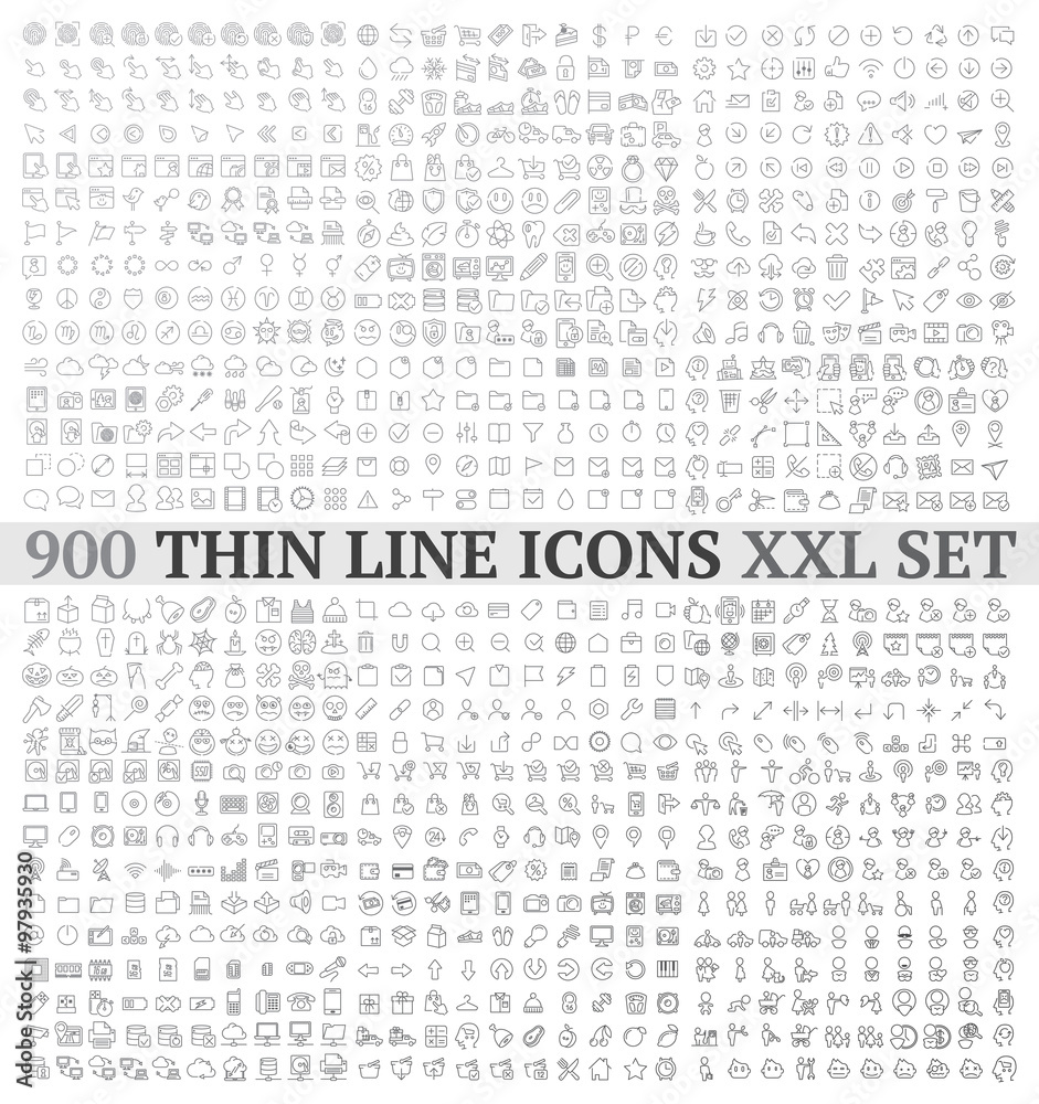 Thin line icons exclusive XXL collection Thin line icons exclusive XXL collection