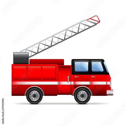 Fire engine isolated on white vector