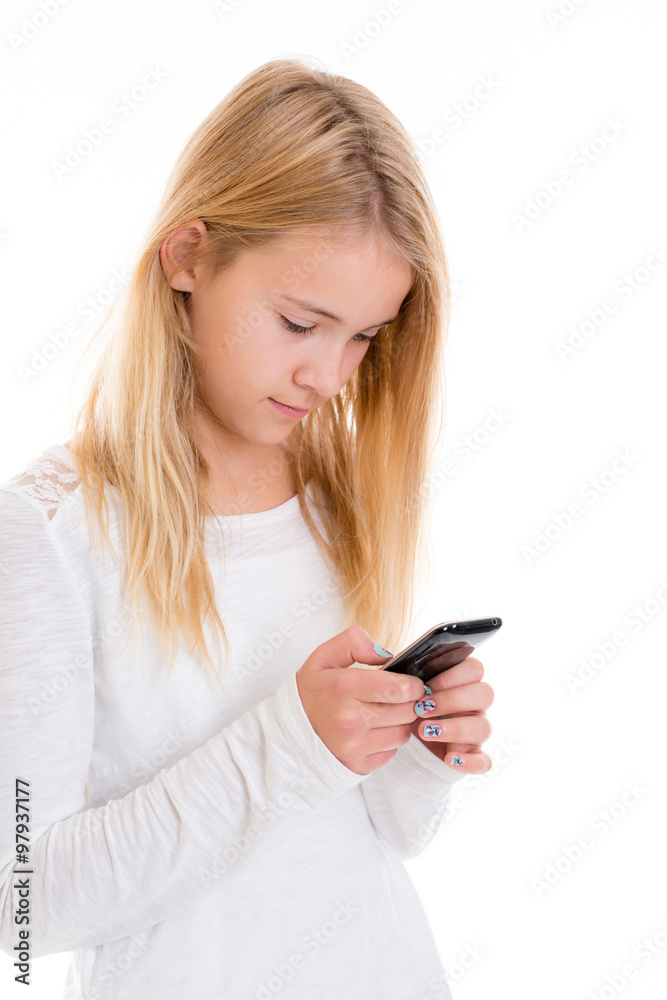 nice blond girl with phone nice blond girl with phone