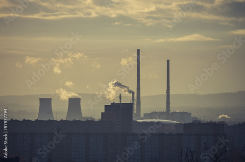 Power plant Leg in Czyzyny district at morning, Krakow, Poland